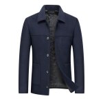 Allthemen manteau homme dhiver couleur unie coupe vent casual �pais et chaud bleu