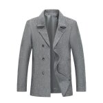 Allthemen manteau hommes hiver en laine chaud à chevrons tweed double boutonnage Allthemen manteau hommes hiver en laine chaud à chevrons tweed double boutonnage