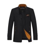 Allthemen manteau hommes hiver trench col montant chaud casual patchwork outwear boutonné noir Allthemen manteau hommes hiver trench col montant chaud casual patchwork outwear boutonné noir
