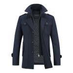 Allthemen manteau homme en laine chaud court epais slim fit hiver trench - coat