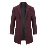 Allthemen manteaux homme en laine hiver long veste trench coat chaud pardessus parka coupe vent rouge ...