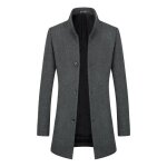 Allthemen manteau homme en laine pardessus parka chaud col montant classique gris