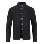 Allthemen pull homme  col mao zipp manches longues poche ct chaud et confortable noir