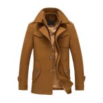 Allthemen veste pour homme chaude �l�gante veste hiver d�contract� � col avec poches marron
