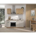 Alpaga - cuisine compl�te - ch�ne silva / gr�ge - 180 x 60 / 31 x 211 cm - avec meuble four et plan de ...