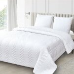 Alpes blanc - couvre lit blanc 220x240 cm avec broderies gomtriques - boutis matelass lgant pour ...