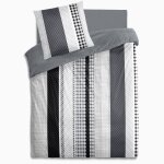 Alpes blanc - housse de couette g�om�trique gris 140x200 cm - 100% coton 57 fils - grand teint finition ...