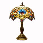 Lampe de table tiffany baroque vitrail en mosaque de fleurs en cristal idale pour salon salle  manger ...