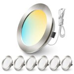 Alusso lot de 6 spots led encastrables 12v ac / dc nickel pour cuisine caravane 4w trou ?55 - 58mm 3cct ...