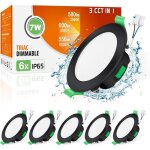 Alusso led encastrable spot dimmable 230v 7w 3cct tanche ip65 plafonnier pour salle de bain salon lot ...