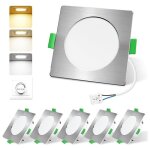 Alusso spot led encastrable 4w carr� nickel dimmable 310lm encastr� lampe plafonnier plat 3cct 3000k ...