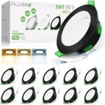 Alusso spot led encastrable rond noir dimmable 230v 3cct 4w 6w 8w �tanche ip44 plafonnier pour salle ...