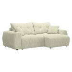 Alya - canap� dangle convertible et r�versible avec coffre en velours c�tel� beige