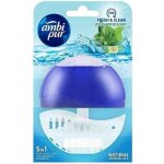 Ambi pur - bloc wc support + recharge 55 ml 5 en 1 eau frache et menthe