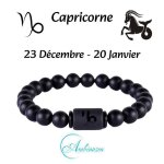 Ambiansea� bracelet homme perles noires 8mm zodiaque - cadeau st valentin anniversaire f�tes - capricorne ...
