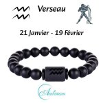 Ambiansea� bracelet homme perles noires 8mm zodiaque ? cadeau no�l anniversaire saint - valentin - verseau ...