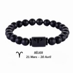Ambiansea bracelet homme perles noires 8mm zodiaque ? cadeau nol anniversaire saint - valentin ? belier ...