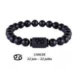 Ambiansea� bracelet homme perles noires 8mm zodiaque - cadeau st valentin anniversaire f�tes - cancer ...