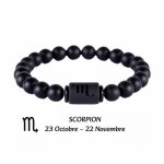 Ambiansea - bracelet pour homme signe du zodiaque avec perles noires de 8 mm - scorpion