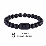 Ambiansea� bracelet homme perles noires 8mm zodiaque - cadeau st valentin anniversaire f�tes - taureau ...