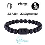 Ambiansea - bracelet pour homme signe du zodiaque avec perles noires de 8 mm - vierge