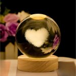 Ambiansea� lampe veilleuse led nuage c?ur boule cristal grav�e 3d socle bois ? cadeau st - valentin anniversai ...