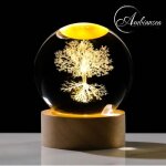 Ambiansea® lampe veilleuse led avec boule de cristal gravée d?un arbre de vie en 3d et socle en bois ... Ambiansea® lampe veilleuse led avec boule de cristal gravée d?un arbre de vie en 3d et socle en bois ...