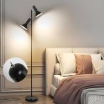 Amdelne lampadaire de lecture - noire vintage m�tal 262cm 2x e27 60w max pour salon / chambre / bureau ...