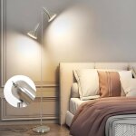 Amdelne lampadaire sur pied vintage nickel - m�tal 262cm 2x e27 60w max lampe de lecture pour salon / ...