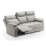 Ameli - canapé 3 places relax électrique en simili cuir gris clair Ameli - canapé 3 places relax électrique en simili cuir gris clair