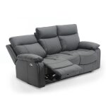 Ameli - canapé 3 places relax électrique en simili cuir gris foncé Ameli - canapé 3 places relax électrique en simili cuir gris foncé