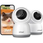 Amis - camras dmes - lot de 2 camras 2k intrieures wifi 360 ai / pir suivi auto 2. 4g / 5ghz alexa ...