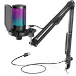 Amis - microphone - a6t noir kit micro usb cardiode  condensateur bras muet rvb pour pc ps4 / 5 streaming ...