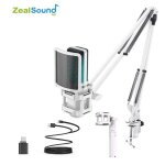 Amis - microphone - micro de jeu usb rvb blanc bras articul condensateur statique pour pc / mac podcasting ...