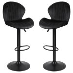 Amiremplie lot de 2 tabourets de bar 47 * 47 * (93 - 113) cm hauteur r�glable noir tabouret de bar