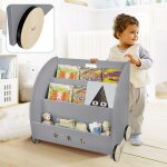 Amiremplie 60 * 40 * 57cm bibliothque en bois pour enfants avec roulettes organisateur noir