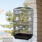 Amiremplie cage volière cage à oiseaux sur roulettes design maison perchoirs noir Amiremplie cage volière cage à oiseaux sur roulettes design maison perchoirs noir