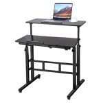 Amiremplie meuble multimedia bureau dordinateur � double plateau 80 * 60 * 67 - 115 cm noir