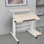 Amiremplie meuble multimedia bureau dordinateur avec plateau amovible 82 * 60 * 67 - 115cm couleur rable ...