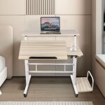 Amiremplie meuble multimedia bureau informatique mobile avec plateau daccueil 102 * 60 * 67 - 115cm �rable ...