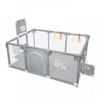 Amiremplie parc bb avec 50 balles plastiques basket football avec protection des angles gris fonc