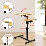 Amiremplie table ordinateur portable hauteur rglable bois support avec 4 roulettes - meuble de bureau ...