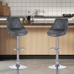 Amiremplieset de 2 tabourets de bar gris hauteur rglable et rotation  360 gris