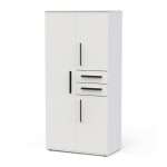 Amoire placard de rangement 3 portes et 2 tiroirs couleur blanc mat - largeur 904 x profondeur 50 x hauteur ...