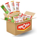 Amora 100 sticks de sauces assorties : ketchup mayonnaise et moutarde doses individuelles Amora 100 sticks de sauces assorties : ketchup mayonnaise et moutarde doses individuelles