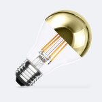 Ampoule filament led e27 8w 800 lm a60 gold reflect no flicker 2200k super chaud