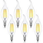 Ampoules led e14 flamme forme bougie blanc chaud 2700k 4w incandescence equivalent 40w 400lm lot de 12 ...