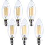 Ampoule led petit culot � vis e14 4w blanc chaud �quivalent � 40w 2700k 450lm en forme de bougie � filament ...