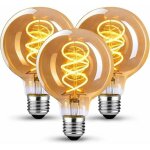 Ampoule vintage e27 - kzq - g80 - 6w led - 25000h - ambre - compatible variateur