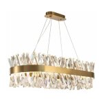 Amsterdam - lustre en cristal 3 led couleur oblong 80 cm laiton bross